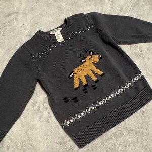 OshKosh B'gosh Charcoal Knit Reindeer Embroidered Sweater